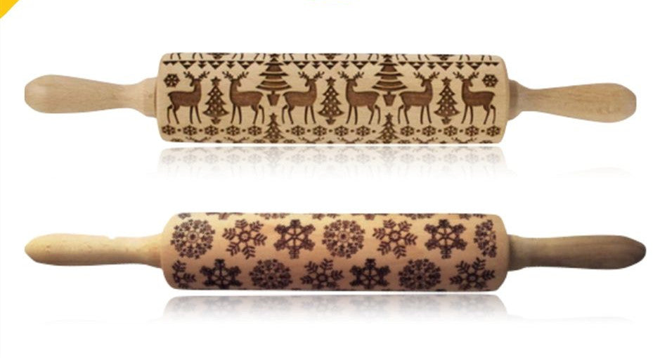 Christmas Pattern Rolling Pin - Kitchora