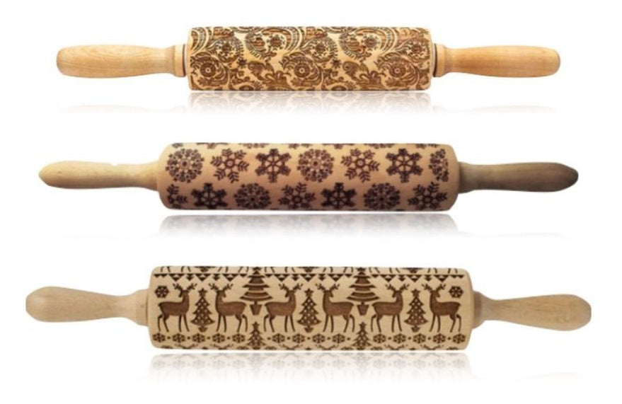 Christmas Pattern Rolling Pin - Kitchora